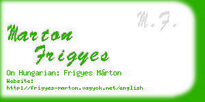 marton frigyes business card