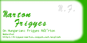 marton frigyes business card